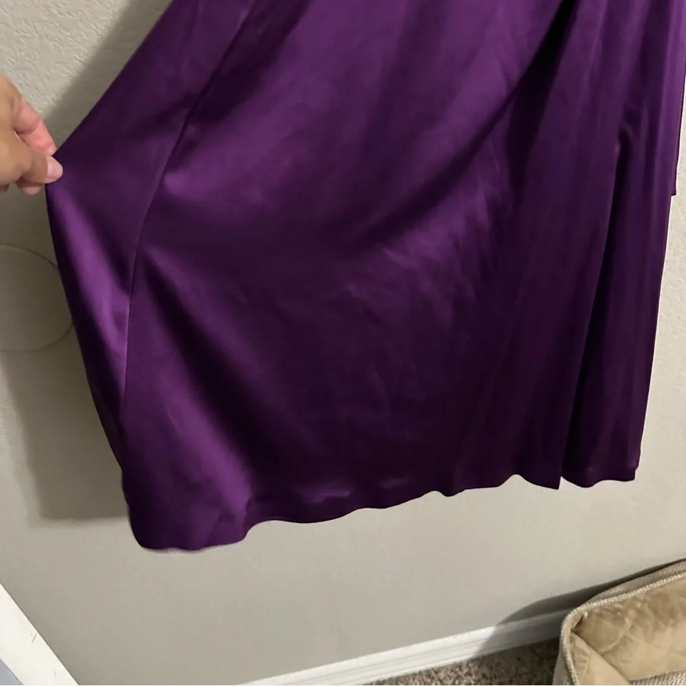 David Meister Purple Satin Regencycore Strapless Cocktail Midi Dresss Size 4 - Picture 11 of 15